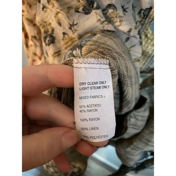 Nothing Matches Patchwork Floral Button Oversized Tunic Top Medium Boho Scandi - Picture 7 of 8